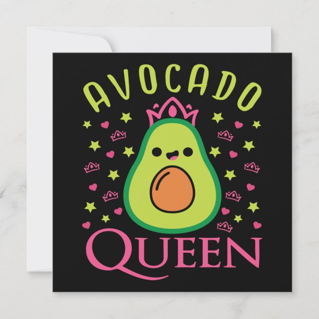 Invitación Cute Avocado Queen with Heart Keto Girl Cooking  (Anverso)