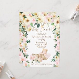 Invitación Cute Baby Basket Floral Baby Shower