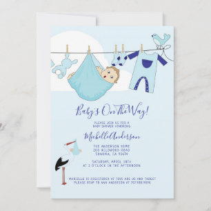 Invitación Cute Baby Boy Blue Baby Bundle
