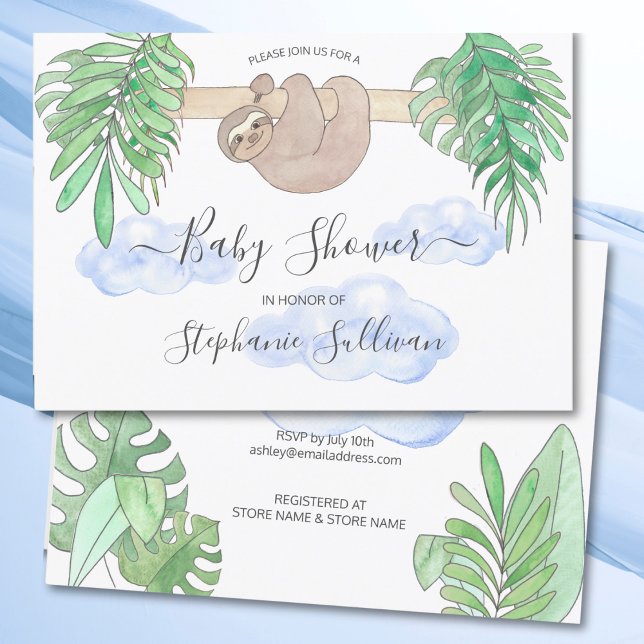 Invitación Cute Baby Boy Sloth Baby Shower (Subido por el creador)