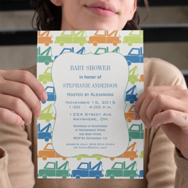 Invitación Cute Baby Boy Tow Truck Baby Shower (Subido por el creador)