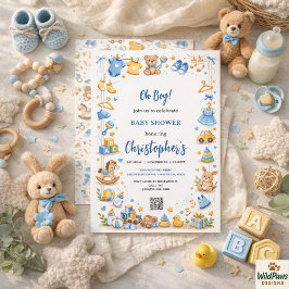 Invitación Cute Baby Clothes & Toys Boy Baby Shower