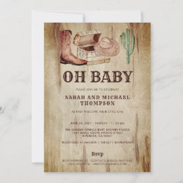 Invitación Cute Baby Cowboy Hat Shoes Cactus