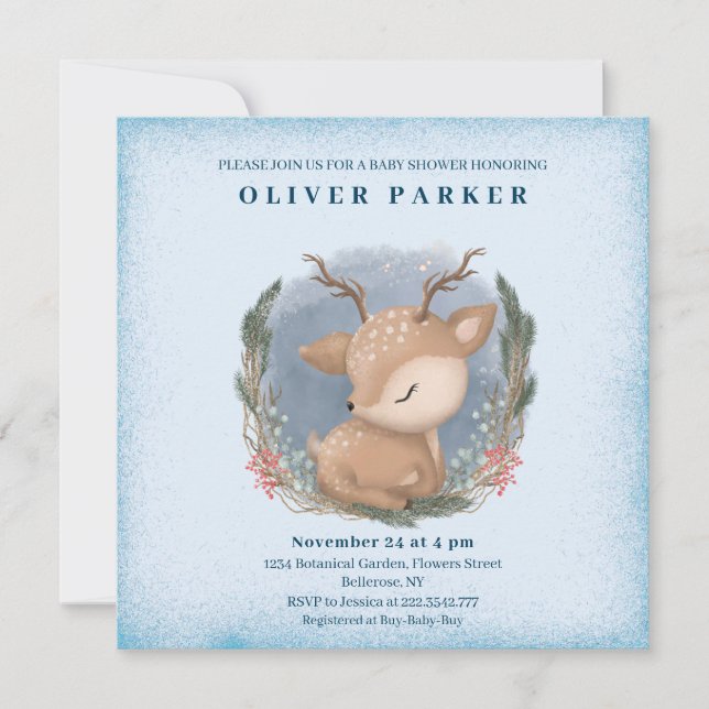 Invitación Cute Baby Deer Baby Shower (Anverso)