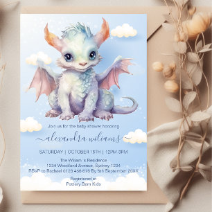 Invitación Cute Baby Dragon Baby Shower