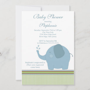 Invitación Cute Baby Elephant Baby Shower Invitation