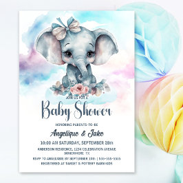 Invitación Cute Baby Elephant Boy Baby Shower