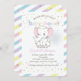 Invitación Cute Baby Elephants Stars Baby Shower