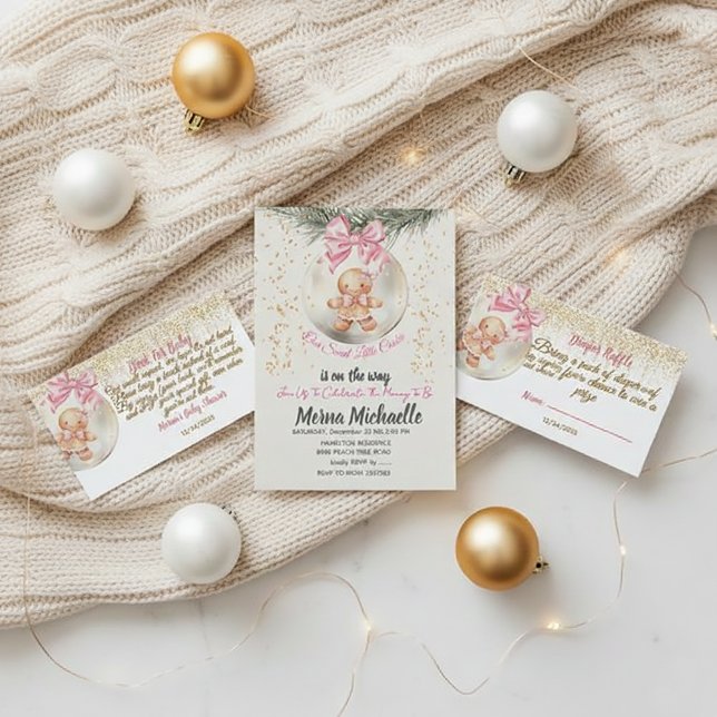 Invitación  cute baby Gingerbread in Christmas Bauble  (Subido por el creador)