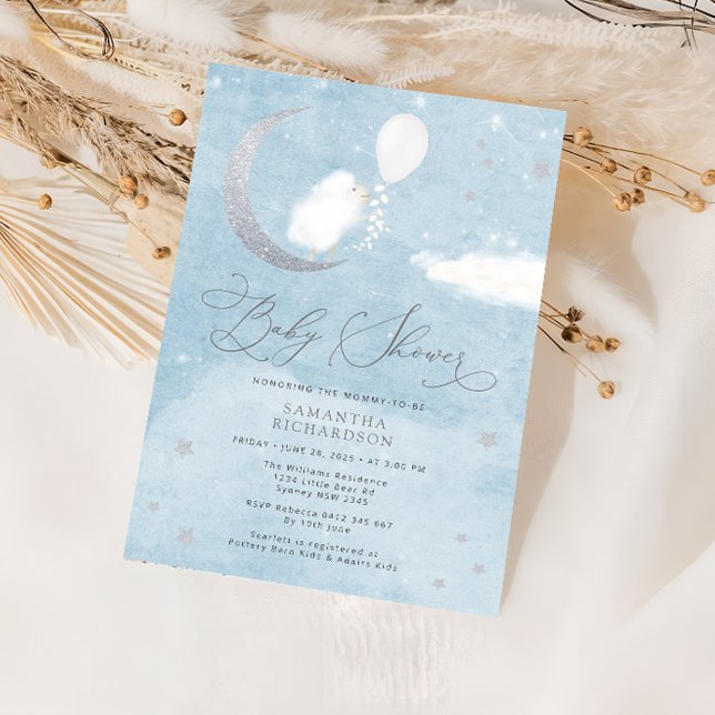 Invitación Cute Baby Lamb Balloon Baby Shower Invitation (Subido por el creador)