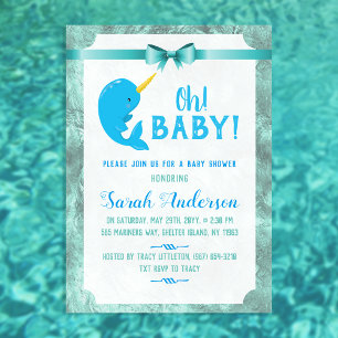 Invitación Cute Baby Narwhal Baby Shower