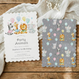 Invitación Cute Baby Party Animals Kids Birthday Party