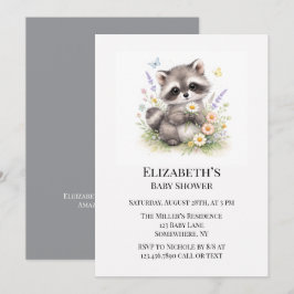 Invitación Cute Baby Raccoon Baby Shower