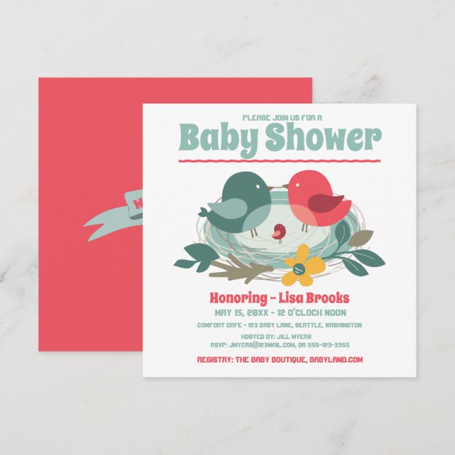 Invitación Cute Baby Shower (Anverso / Reverso)