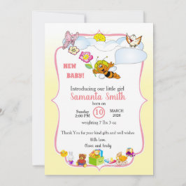 Invitación Cute Baby Shower Invitation for girl