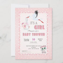 Invitación Cute Baby Shower Invitation - it is a girl!