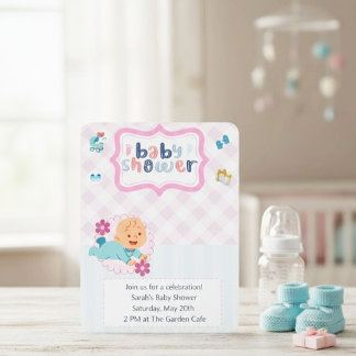 Invitación Cute Baby Shower Invitation Template - Blue & Pink
