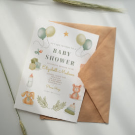 Invitación Cute Baby Teddy Bear Toyys Baby Shower