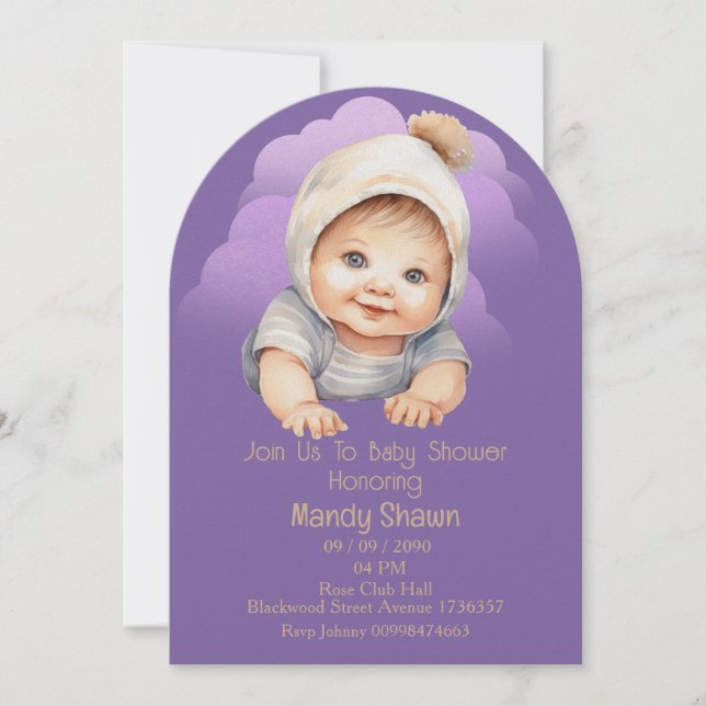 Invitación Cute baby themed for Baby Shower Invitation (Anverso)
