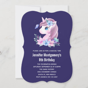 Invitación Cute Baby Unicornio Magnífico acuarela Cumpleaños