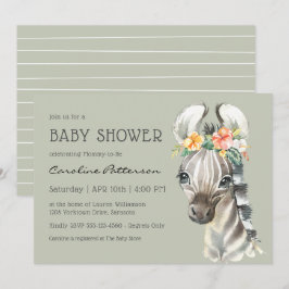 Invitación Cute Baby Zebra Sexo Neutral Baby Shower