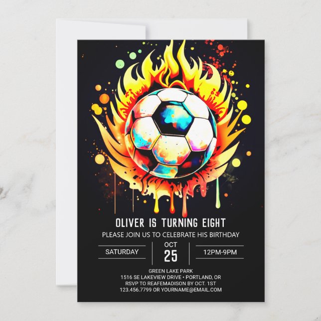 Invitación Cute Ball acuarela Niños Cumpleaños (Anverso)