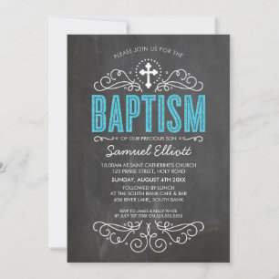 Invitación CUTE BAPTISM elegante tipo purpurina azul tipo piz