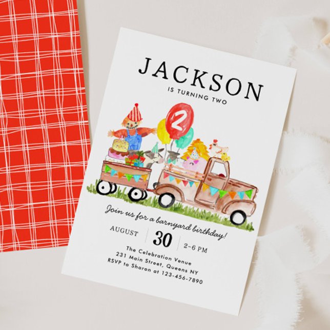 Invitación Cute Barnyard Animals Camión Niños Granja Cumpleañ (Subido por el creador)