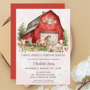 Invitación Cute Barnyard Animals género Baby Shower digital