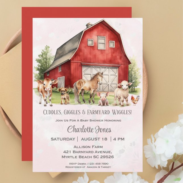 Invitación Cute Barnyard Animals género Baby Shower digital (Subido por el creador)