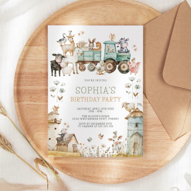 Invitación Cute Barnyard Farm Animals Cumpleaños (Subido por el creador)