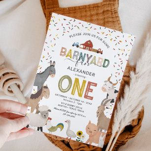 Invitación Cute Barnyard Farm First Birthday Invitation