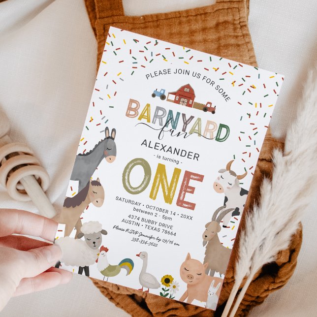 Invitación Cute Barnyard Farm First Birthday Invitation (Subido por el creador)
