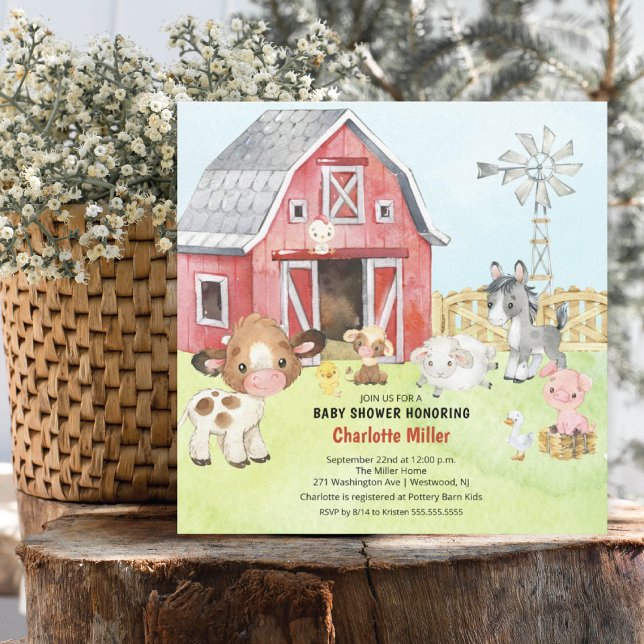Invitación Cute Barnyard Friends Baby Shower (Subido por el creador)