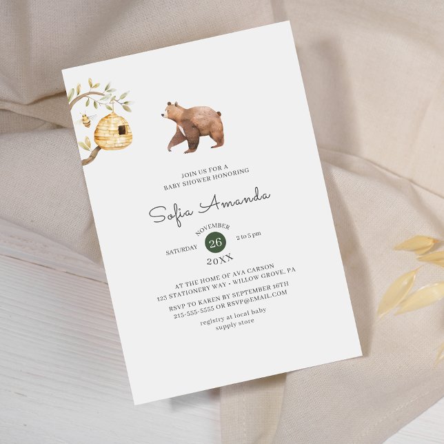 Invitación Cute Bear Animal Woodland Baby Shower (Subido por el creador)
