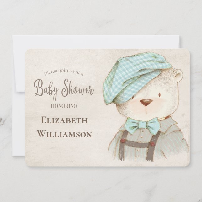 Invitación Cute Bear Baby Shower (Anverso)