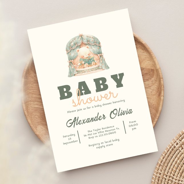 Invitación Cute Bear Boho Baby Shower (Subido por el creador)
