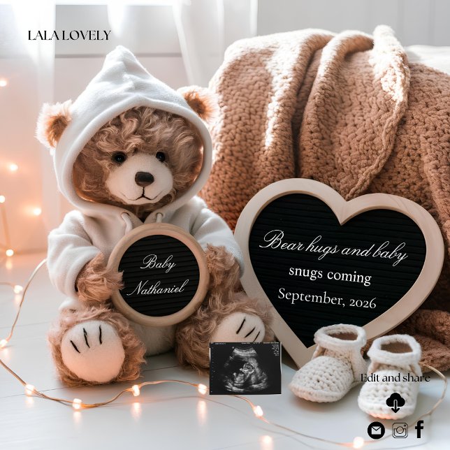 Invitación Cute Bear Gender Neutral Baby Announcement (Subido por el creador)