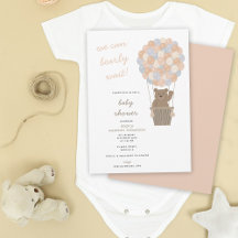 Cute Bear Hot Air Balloons Baby Girl Baby Shower