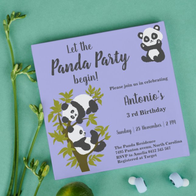Invitación Cute Bear Pandas Fiesta Boy Cumpleaños (Subido por el creador)