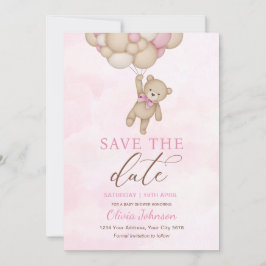 Invitación Cute Bear Pink Save the Date