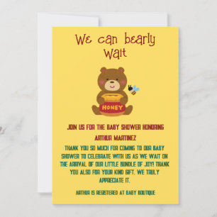 Invitación Cute Bear Theme Boy Baby Shower