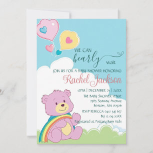 Invitación Cute Bearly Wait Baby Shower Cloudy Hearloon
