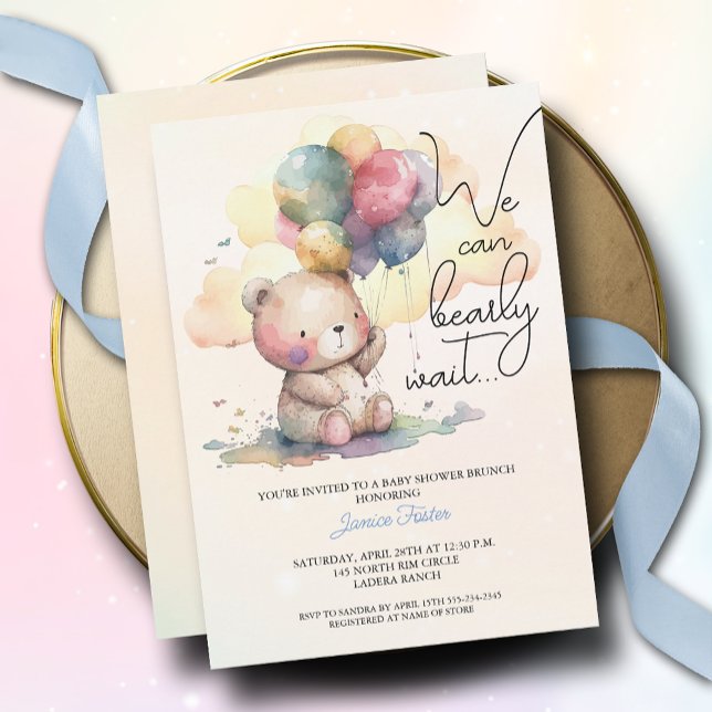 Invitación Cute Bearly Wait Boy Baby Shower (Subido por el creador)