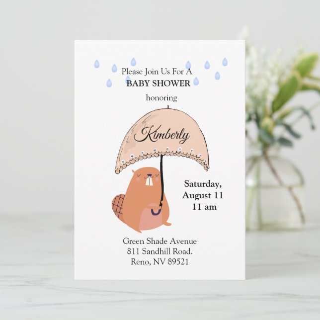 Invitación Cute Beaver (Anverso de pie)