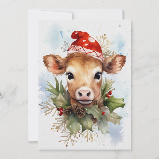 Invitación Cute bebé Navidades de invierno de vacas (Anverso)