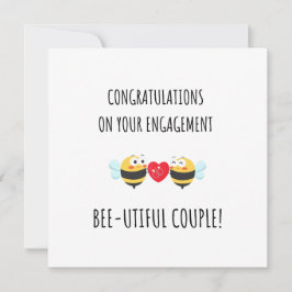 Invitación Cute Bee Love Pun Funny Engagement Card