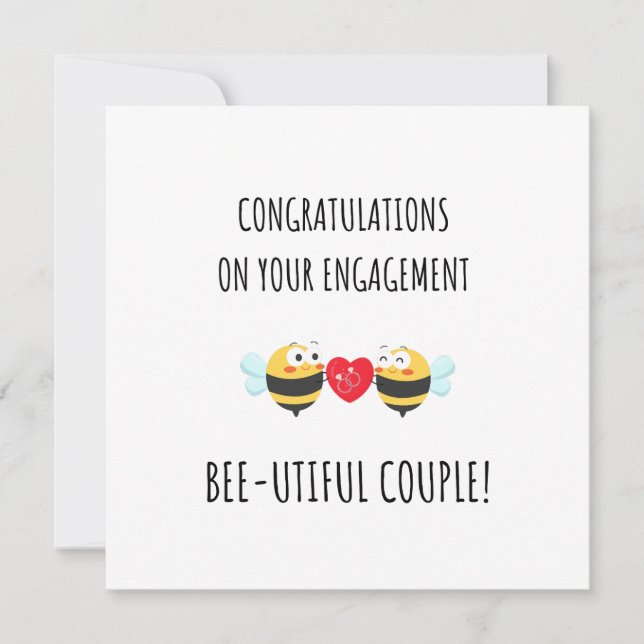 Invitación Cute Bee Love Pun Funny Engagement Card (Anverso)