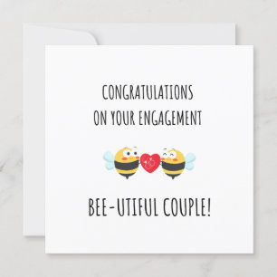 Invitación Cute Bee Love Pun Funny Engagement Card