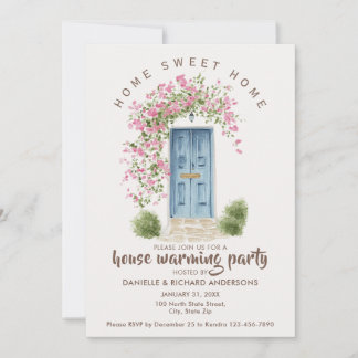 Invitación Cute Beige Brown House Flower House Warming Party